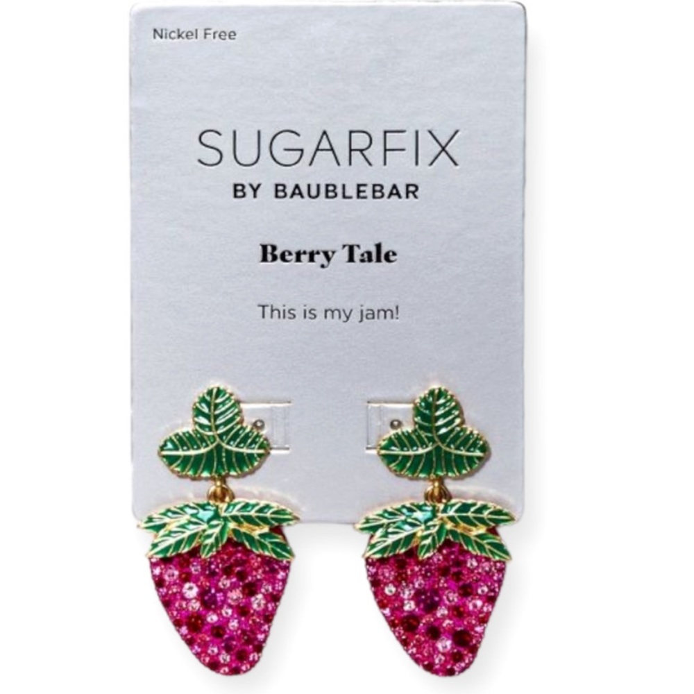 Baublebar Berry Tale Crystal Strawberry Earrings New with tags